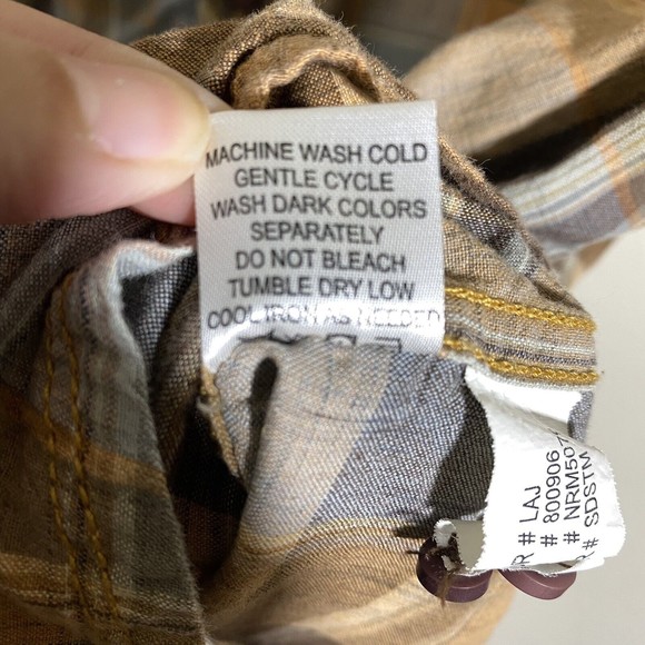 North River Mens Shirt Size XXL Plaid Short Sleeve Button Front Brown - Picture 6 of 6